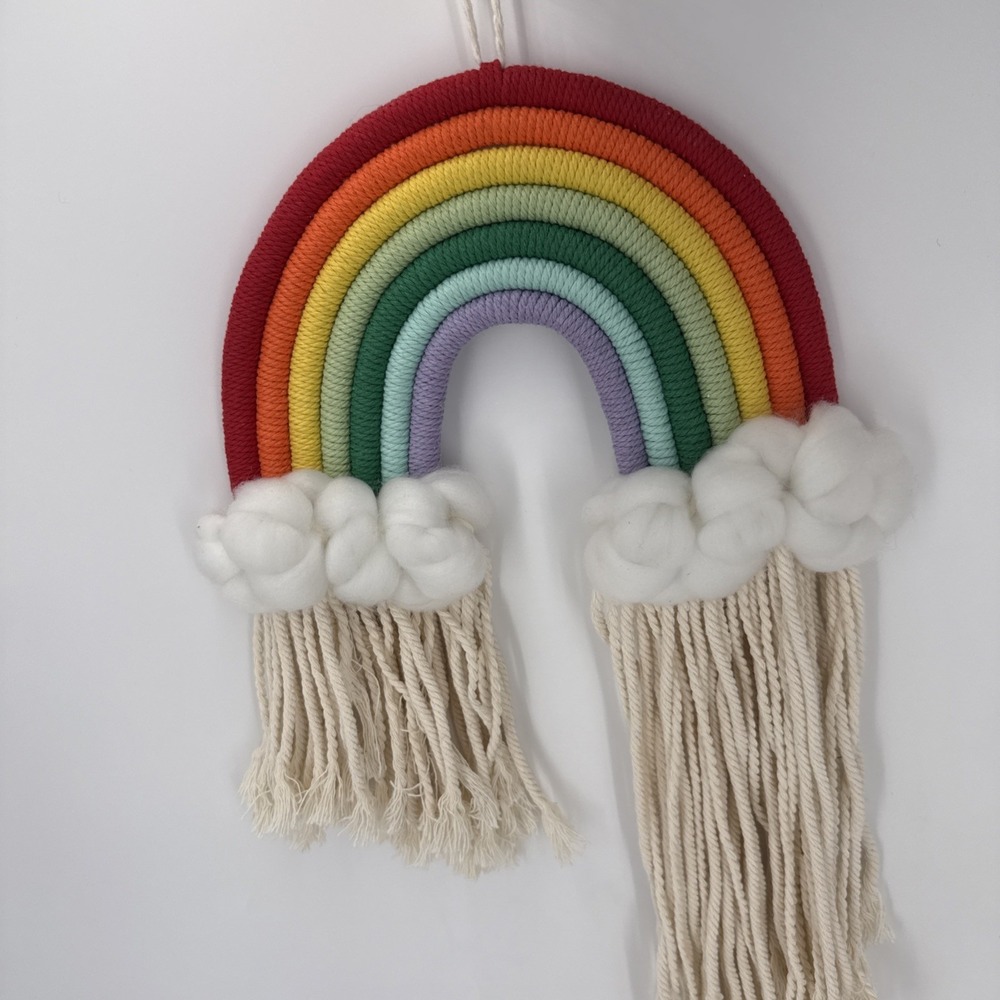 Woven Rainbow Macrame Wall Hanging‎ Cloud Nursery Room Home Bedroom Office Decor